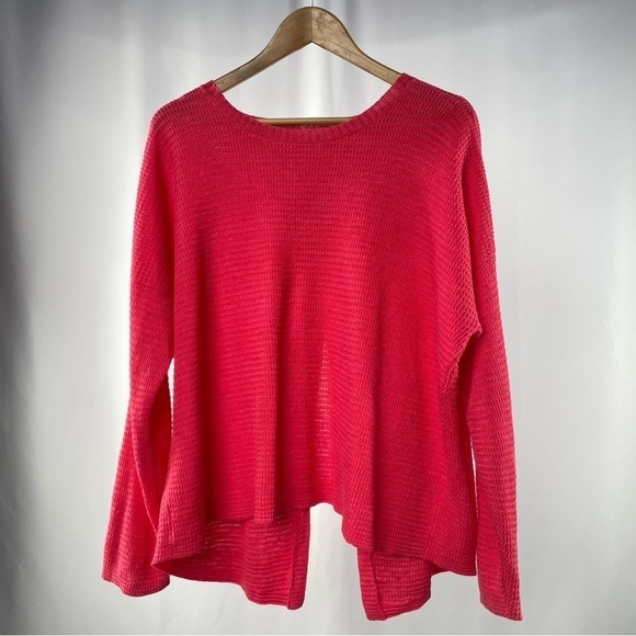 Eileen Fisher Knitted Organic Linen Open Back Sweater in Pink Size Extra Large - Picture 1 of 4